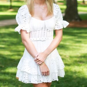 Charo Ruiz White Eyelet Mini Dress